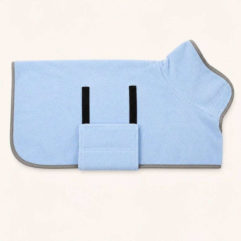 Sky-blue Zoomie Robe with grey trim