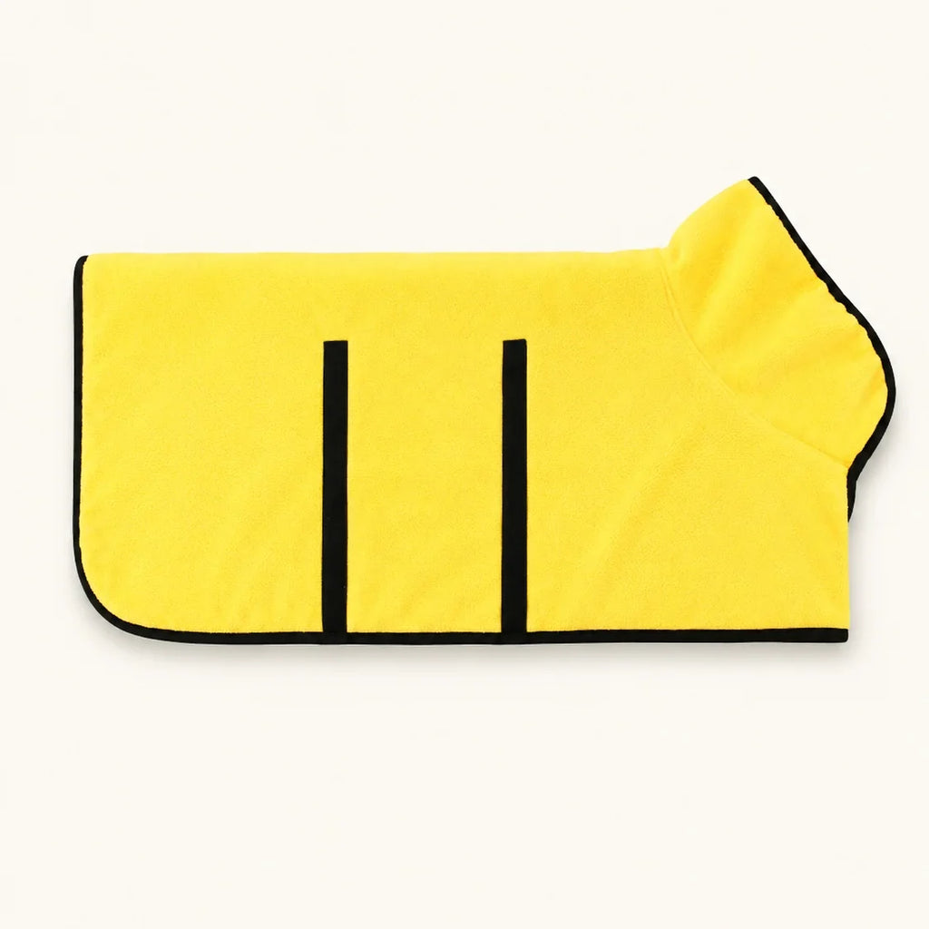 Yellow Zoomie Robe with black trim